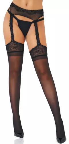 Strümpfe mit Strumpfhalter-Effekt Satin Touch Schwarz – 1/10