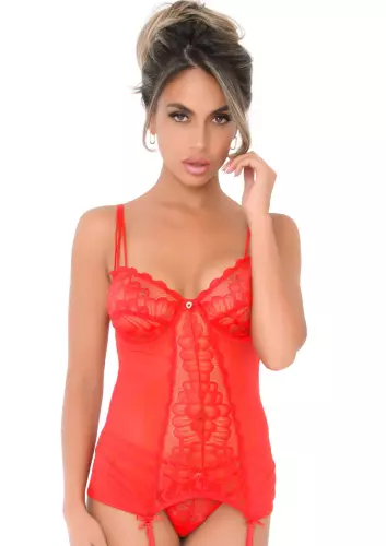 Bustier Strumpfhalter Lace Cami Rot – 3/6
