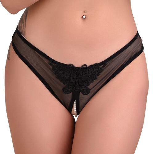 Sexy slip met parels Indra Zwart