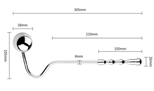 Anal-Haken aus Metall mit Griff Double Ball 10cm – 6/9