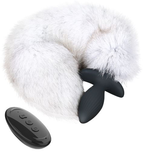 FOXY Vibrating Plug with Tail 9 x 4cm Tail 45 cm White
