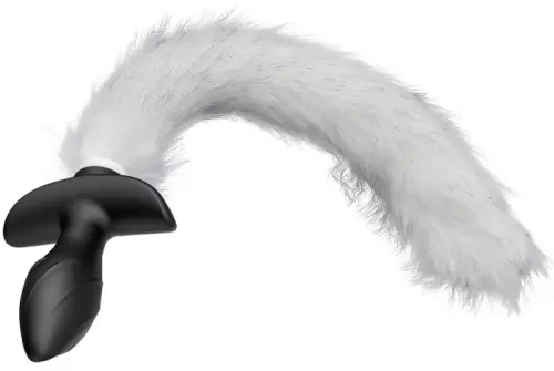 Vibrating Butt Plug mit weißem Schwanz Tail Curve 9 x 3.7cm Schwanz 30cm – 3/10
