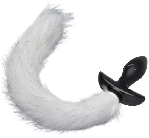 Vibrating Butt Plug mit weißem Schwanz Tail Curve 9 x 3.7cm Schwanz 30cm – 4/10