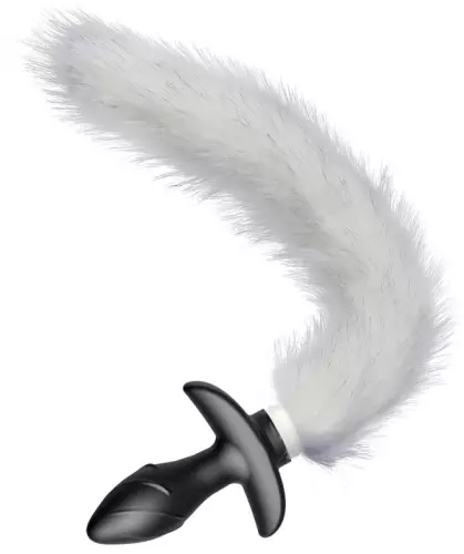 Vibrating Butt Plug mit weißem Schwanz Tail Curve 9 x 3.7cm Schwanz 30cm – 5/10