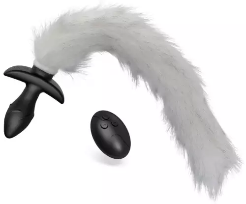 Vibrating Butt Plug mit weißem Schwanz Tail Curve 9 x 3.7cm Schwanz 30cm – 7/10