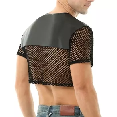 Netz-Crop Top N fetish Schwarz – 2/4