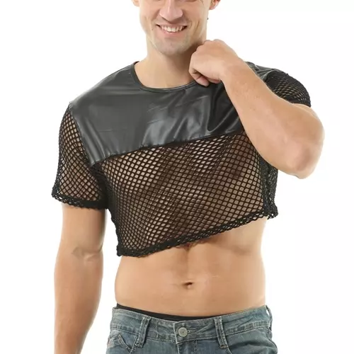 Netz-Crop Top N fetish Schwarz – 3/4