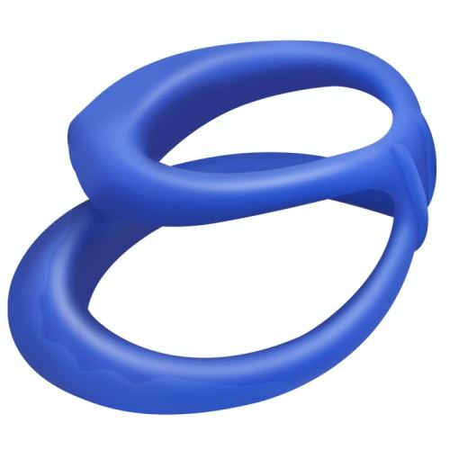 Soft Duo Double Cockring Silicone 40mm Blue