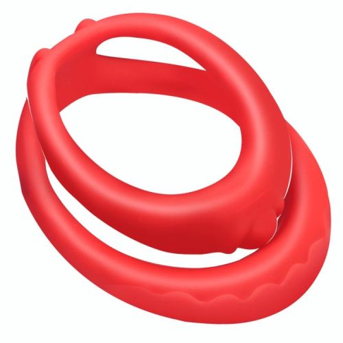 Soft Duo Double Cockring Silicone 40mm Red