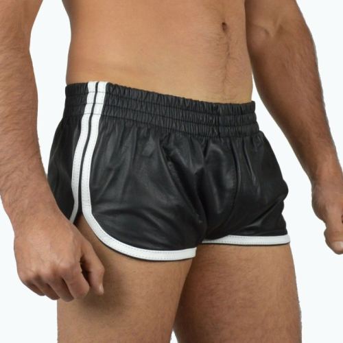 Faux Leather Shorts Sports Line Black-White