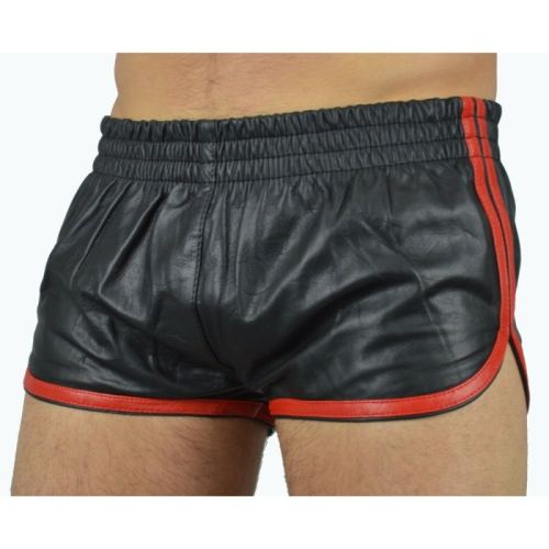 Faux Leather Shorts Sports Line Black-Red