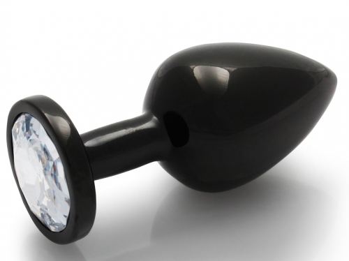 Round Gem M Anal Jewel 7 x 3.3 cm Black-Transparent