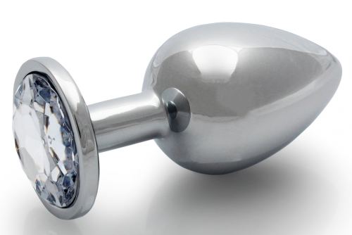 Round Gem M Anal Jewel 7 x 3.3 cm Silver-Transparent