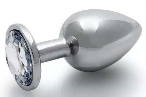 Anale juweel Round Gem M 7 x 3,3 cm Zilver-Transparant – 1/6