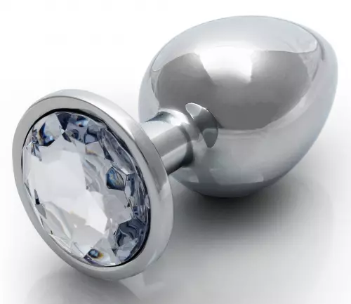 Anale juweel Round Gem M 7 x 3,3 cm Zilver-Transparant – 4/6
