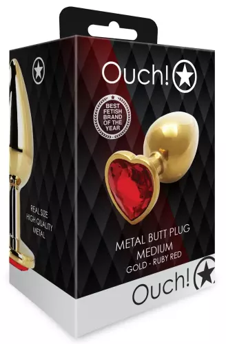 Heart Gem M Anal Jewel 7 x 3.3 cm Gold-Red – 5/6