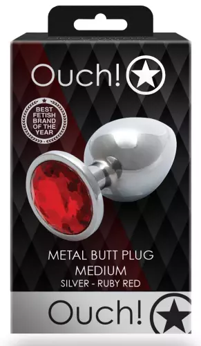 Round Gem M Anal Jewel 7 x 3.3 cm Silver-Red – 2/6