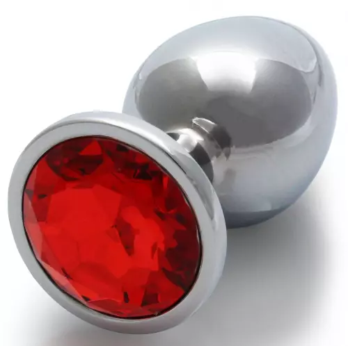 Round Gem M Anal Jewel 7 x 3.3 cm Silver-Red – 3/6