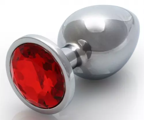 Round Gem M Anal Jewel 7 x 3.3 cm Silver-Red – 5/6