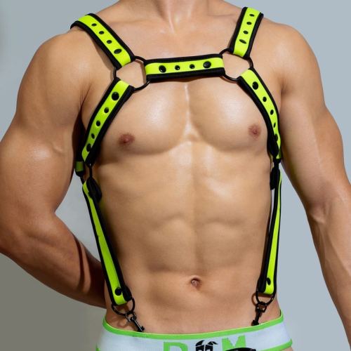 Neo Chest Neoprene Harness Black-Neon Green