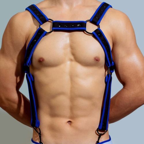 Neo Chest Neoprene Harness Black-Blue