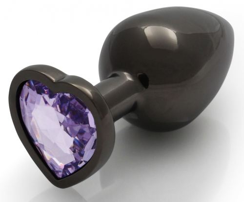 Anal Jewel Heart Gem L 8 x 4cm Black-Purple