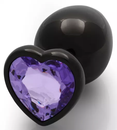 Anale juweel Heart Gem L 8 x 4cm Zwart-Violet – 3/6