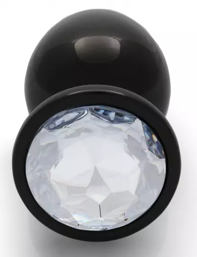 Anale juweel Round Gem L 8 x 4cm Zwart-Transparant – 3/6