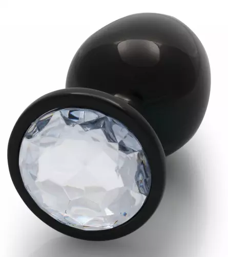 Anale juweel Round Gem L 8 x 4cm Zwart-Transparant – 5/6