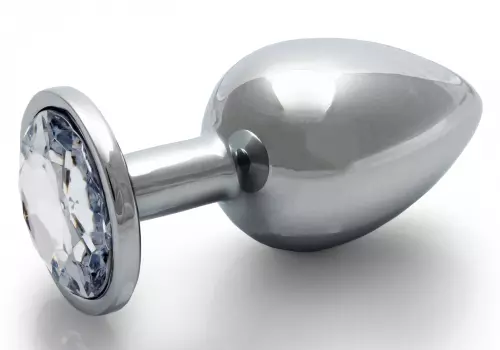 Anal Jewel Round Gem L 8 x 4cm Silver-Transparent – 1/6