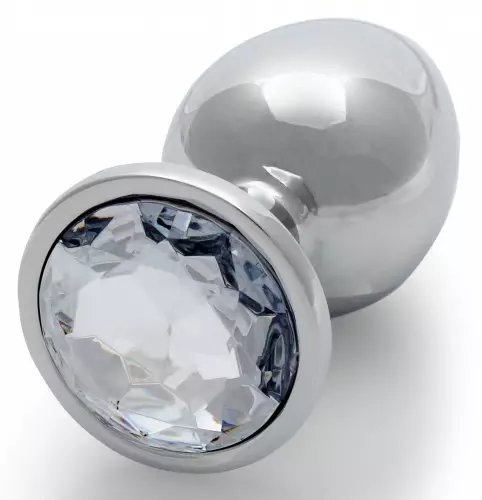Anal Jewel Round Gem L 8 x 4cm Silver-Transparent – 3/6