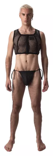Crop Top Filet Many Zwart – 3/4