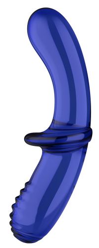 Double Crystal Glass Dildo 18.5 x 3.5cm Blue