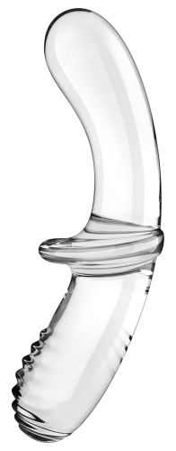 Double Crystal Glass Dildo 18.5 x 3.5cm Transparent