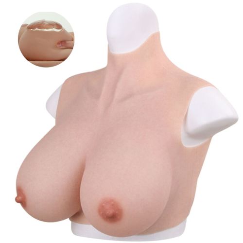 Realistic Breasts Bust Silicone High Neck Cup B