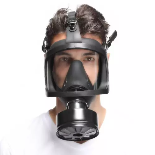 BDSM Gas Mask FULL VISU Black – 1/5