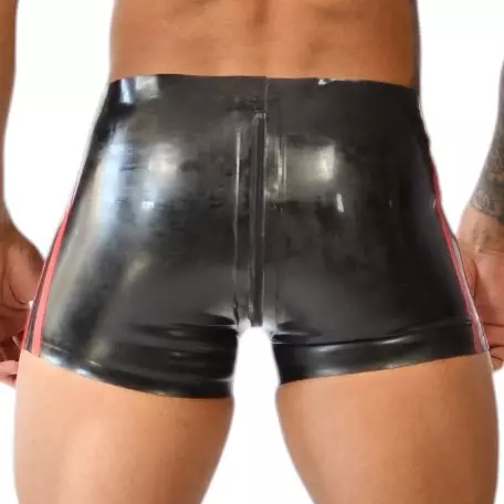 Xrub Latex Shorts with Front/Back Zip Black-Red – 2/3