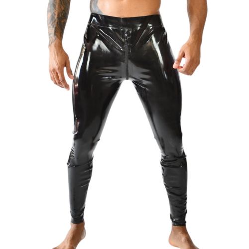Xrub Latex Trousers with Front/Back Zip Black-Blue