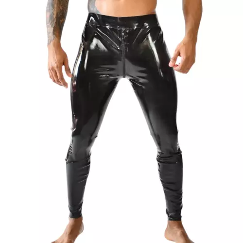 Xrub Latex Trousers with Front/Back Zip Black-Blue – 1/3