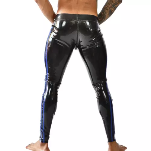 Xrub Latex Trousers with Front/Back Zip Black-Blue – 2/3