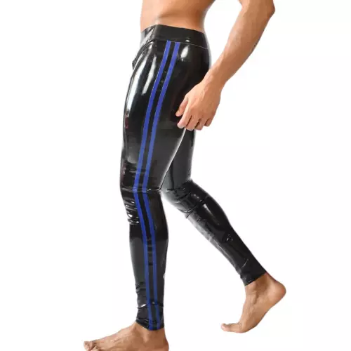 Xrub Latex Trousers with Front/Back Zip Black-Blue – 3/3