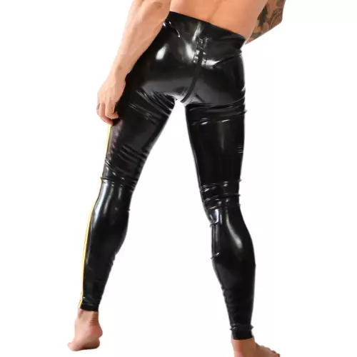 Xrub Latex Trousers with Front/Back Zip Black-Yellow – 3/3