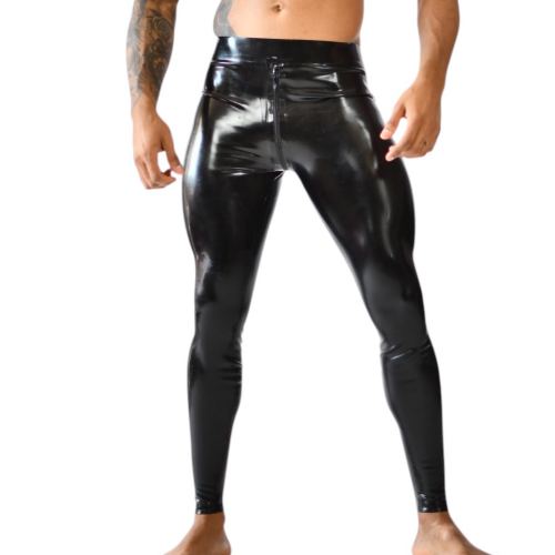 Xrub Latex Trousers with Front/Rear Zip Black-White