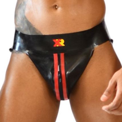 Xrub Latex Jockstrap with Zip Black-Red
