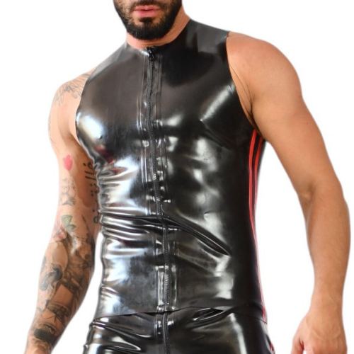 Xrub Latex Vest with Zip Black-Red