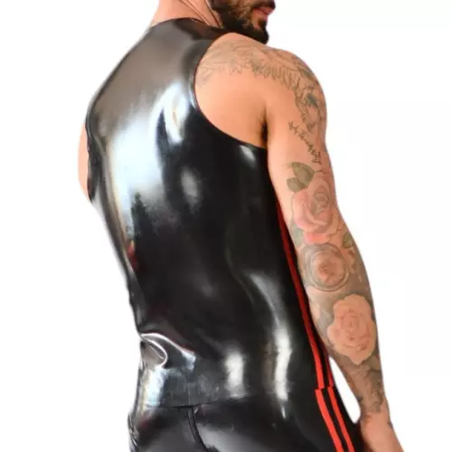 Latex-Tanktop Xrub mit Reißverschluss Schwarz-Rot – 3/3