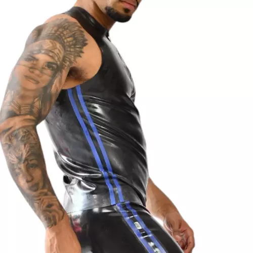 Latex-Tanktop Xrub mit Reißverschluss Schwarz-Blau – 3/3