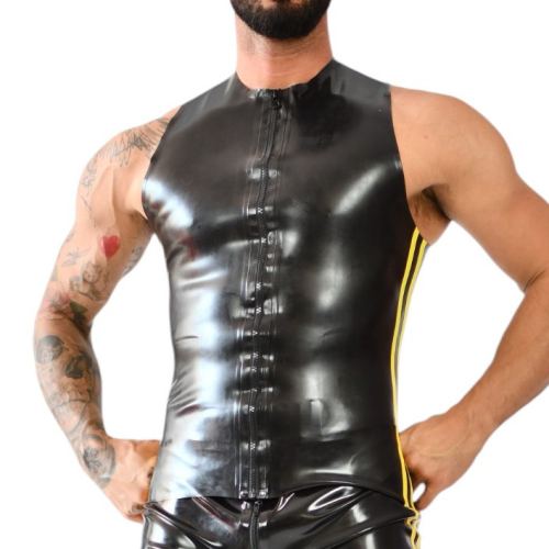 Xrub Latex Vest with Zip Black-Yellow