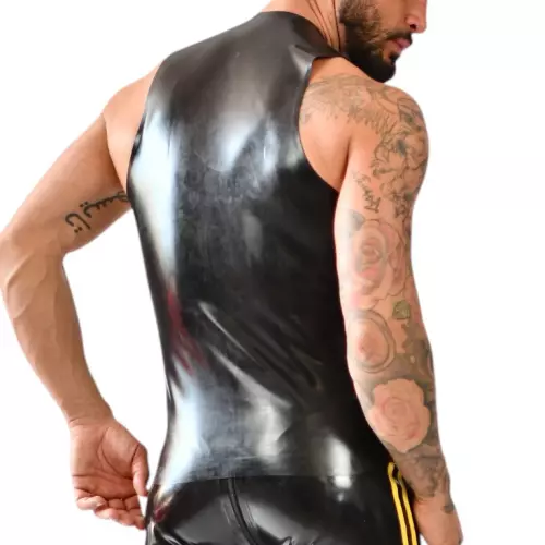 Latex-Tanktop Xrub mit Reißverschluss Schwarz-Gelb – 2/3