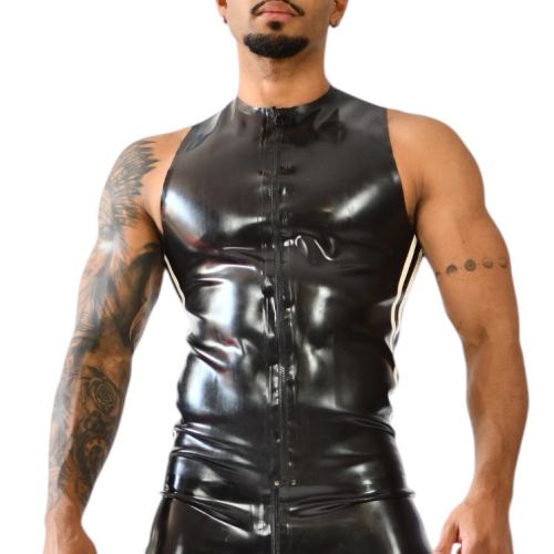 Xrub Latex Vest with Zip Black-White